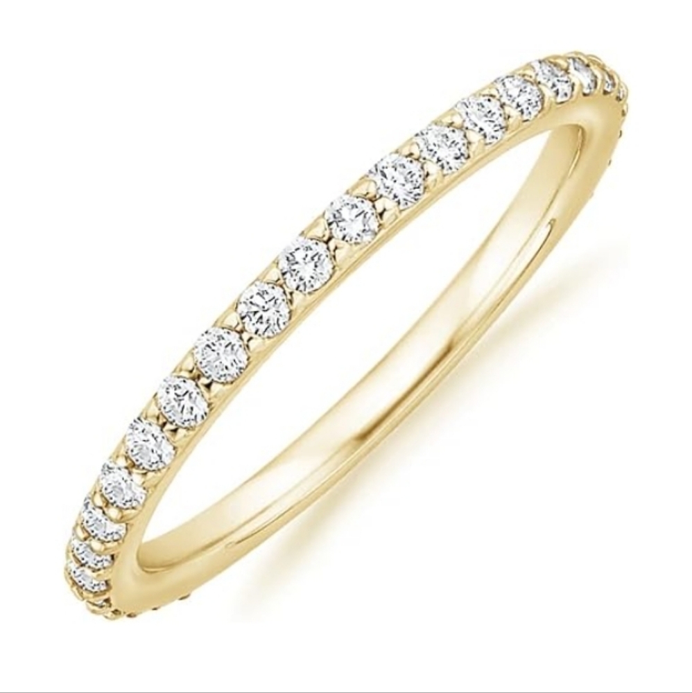 14K Gold Plated Cubic Zirconia Diamond Stackable Eternity Ring In Yellow Gold